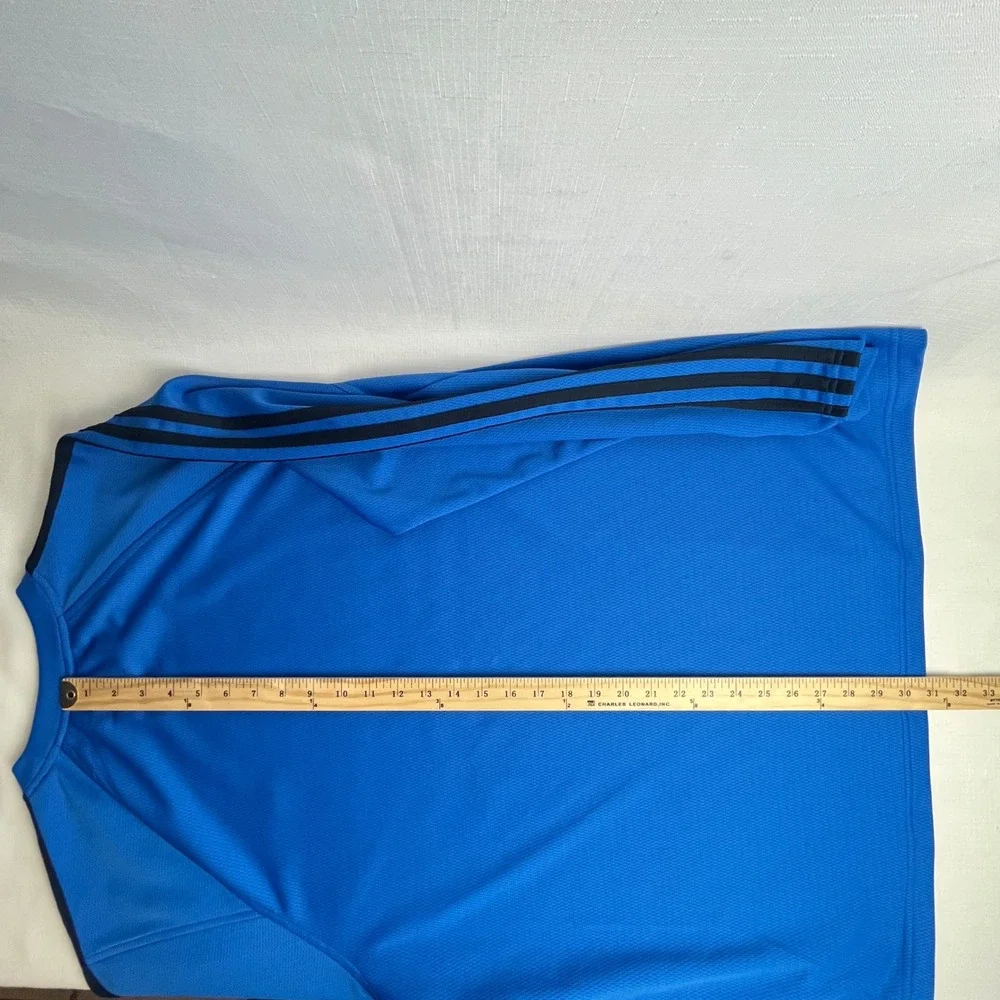 Adidas Long Sleeve Shirt Mens XL Blue 3-Stripe Performance Training Crew Neck‎